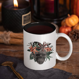 Tropiskt Blommigt Skull Halloween Två-Tonad Mugg