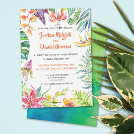 Tropiskt Blommigt Vatercolor Modern Beach Wedding Inbjudningar