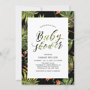 Tropiskt blommönster Baby Shower-inbjudan Inbjudningar