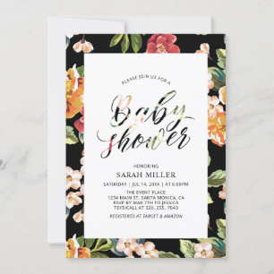Tropiskt blommönster Baby Shower-inbjudan Inbjudningar