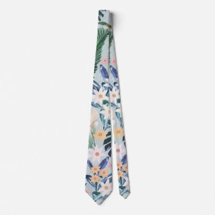 Tropiskt Blommönster för flytande olja Slips
