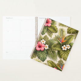 Tropiskt blommönster – Hibiskus, Monstera