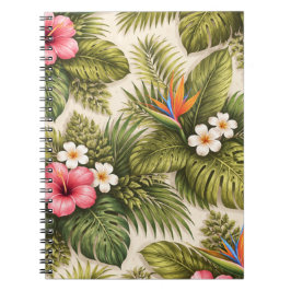 Tropiskt blommönster – Hibiskus, Monstera  Anteckningsbok