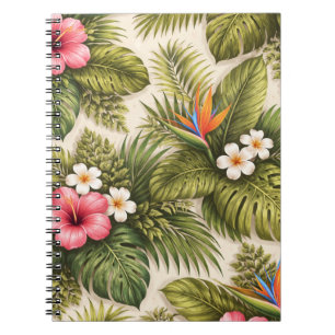 Tropiskt blommönster – Hibiskus, Monstera Anteckningsbok