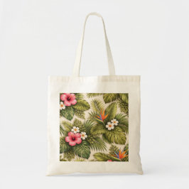 Tropiskt blommönster – Hibiskus, Monstera  Tygkasse