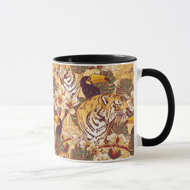 Tropiskt Blommönster med tigern Mugg (Höger)
