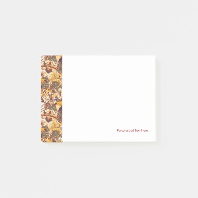 Tropiskt Blommönster med tigern Post-it Block (Framsida)