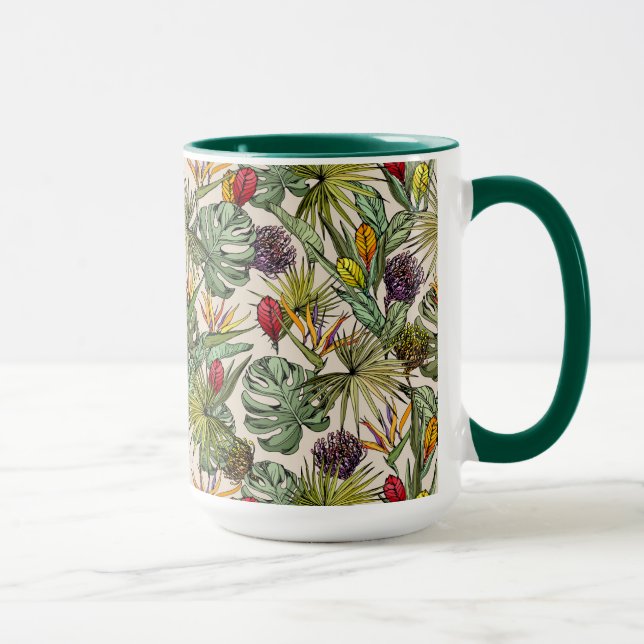 Tropiskt Blommönster Mugg (Höger)