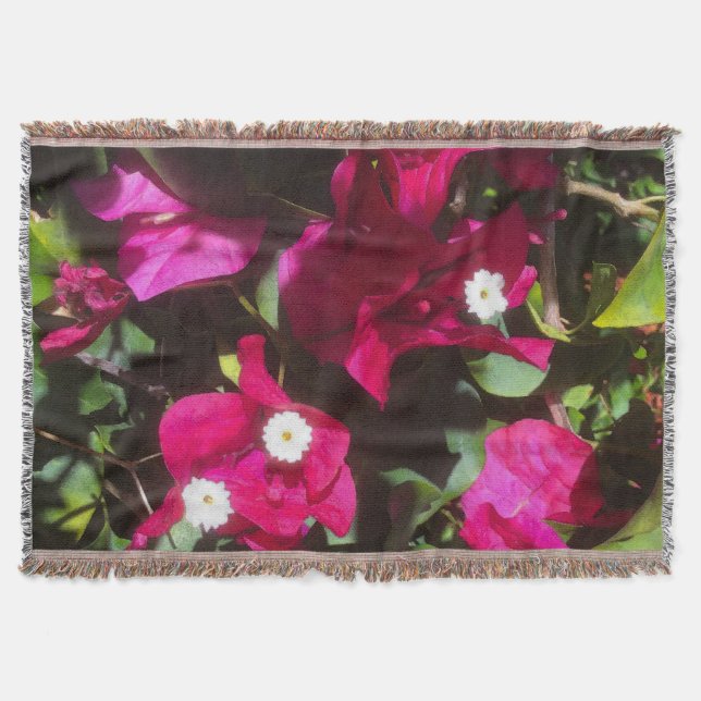 Tropiskt blommönster, retro känsla filt (Framsidan)