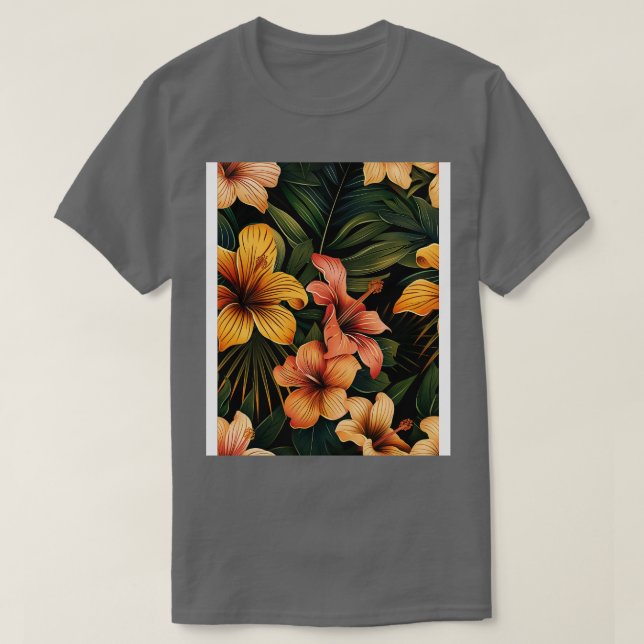 Tropiskt Blommönster TShirt T Shirt (Design framsida)
