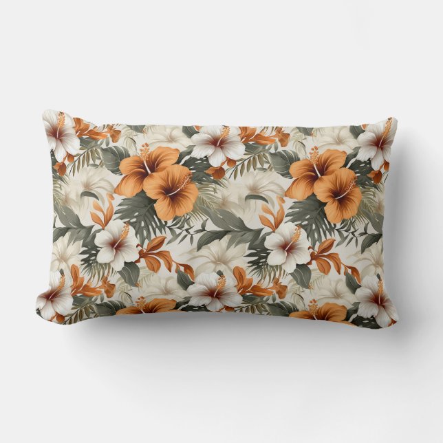 Tropiskt blommönstrat palm-kastkudde lumbarkudde (Framsida)