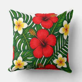 Tropiskt blomster med hibiskus och plumeria kudde