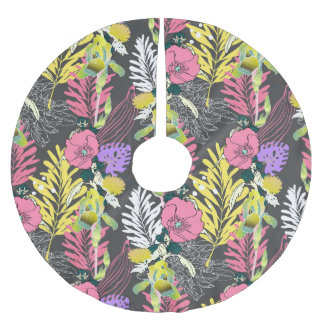 Tropiskt blomster: Original Mönster. Julgransmatta Borstad Polyester