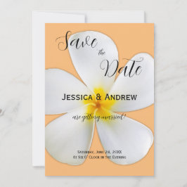 Tropiskt blomster, vit Plumeria Orange, Bröllop Spara Datumet