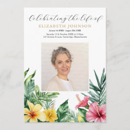 Tropiskt blomsterarrangemang minnesstund begravnin program