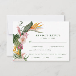 Tropiskt blomsterbröllopsmåltidsval OSA kort