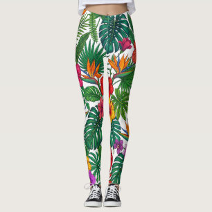 Tropiskt blomsterdjungelmönster leggings