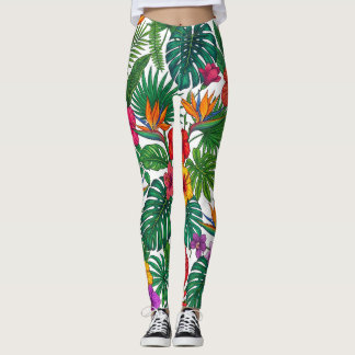 Tropiskt blomsterdjungelmönster leggings