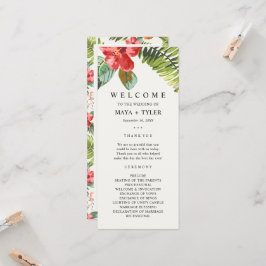 Tropiskt blomstergrönt bröllopsprogram