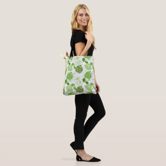 Tropiskt blomstergrönt mönster på Totebag Tygkasse