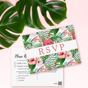 Tropiskt blomsterhibiskus bröllop RSVP måltidsval Vykort