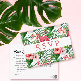 Tropiskt blomsterhibiskus bröllop RSVP måltidsval Vykort