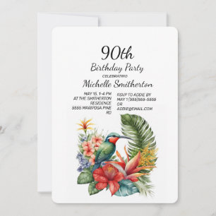 Tropiskt blomsterkolibri 90-årsdag inbjudningar