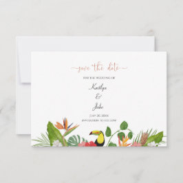 Tropiskt blomsterkort för Save the Date Tack Kort