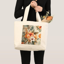 Tropiskt bloom & Citrus Dream - Vattenfärg Jumbo Tygkasse