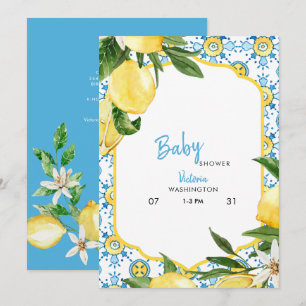 Tropiskt Blue Baby Shower för Medelhavsblått barn Inbjudningar