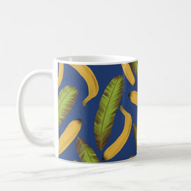Tropiskt Blue Banana Löv Mönster Kaffemugg (Vänster)