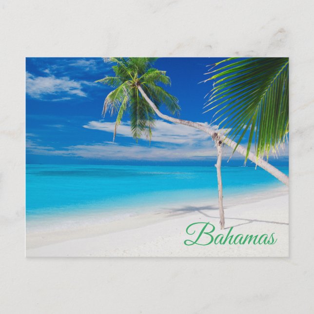 Tropiskt Blue Exotic Bahamas Beach Handflatan Vykort (Framsida)