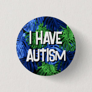 Tropiskt Blue Jungle Löv Manar Autism Knapp