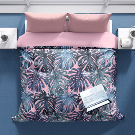 Tropiskt Blue Rosa Jungle Löv Feminine