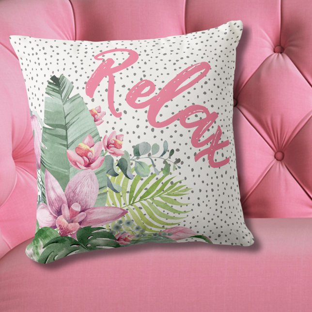 Tropiskt botaniskt Blommigt Kudde (Floral Watercolor Tropical Throw Pillow)