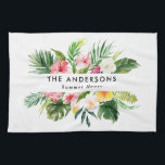 Tropiskt botaniskt blommigt sommarsemesterkök kökshandduk<br><div class="desc">Konstruktion av tropisk botanisk blommigt sommarsemesterlöv snyggt personlig.</div>