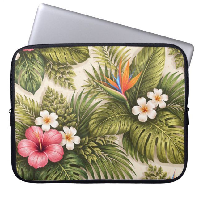 Tropiskt botaniskt blommönster laptop fodral (Framsidan)