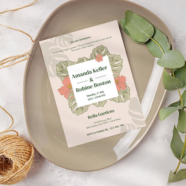 Tropiskt botaniskt bröllop inbjudningar (Skapare uppladdad)