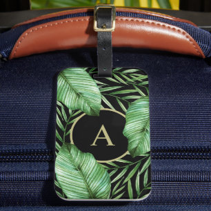 Tropiskt botaniskt bruk med ditt monogram bagagebricka