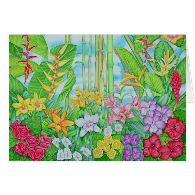 Tropiskt botaniskt hälsningskort (Framsidan Horizontal)
