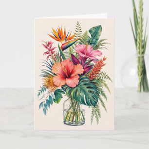 Tropiskt botaniskt hälsningskort Hibiscus Blommig Kort