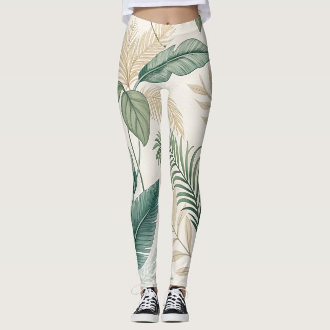 Tropiskt botaniskt sömlöst mönster för  leggings (Framsida)