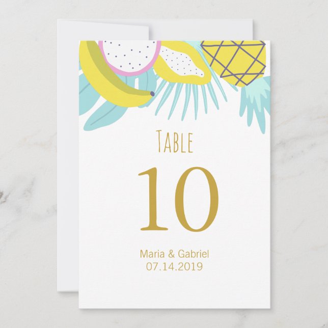Tropiskt botaniskt sommarbröllop Bordnummer Inbjudningar (Framsida)