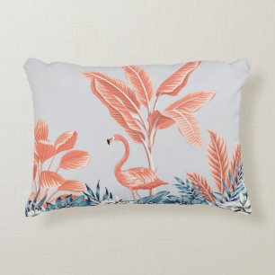 Tropiskt botaniskt vintage, rosa handflatan tr prydnadskudde