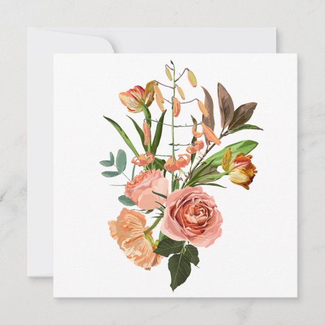 Tropiskt bouquet med orange blommor inbjudningar (Framsida)