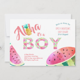 Tropiskt BOY Baby Shower Inbjudningskort ALOHA Wat