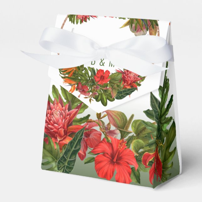 Tropiskt Breeze Lush Blommigt Ro Guld Bröllop Presentaskar (Framsidan Sidan)