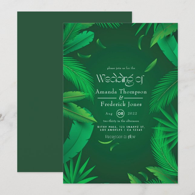 Tropiskt bröllop - inbjudan (Fram/baksida)