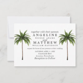Tropiskt Bröllop-kort för Grönt i Handflatan Inbjudningar