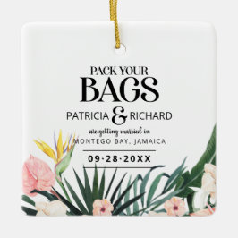 Tropiskt bröllop på destinationen Spara datum Julgransprydnad Keramik